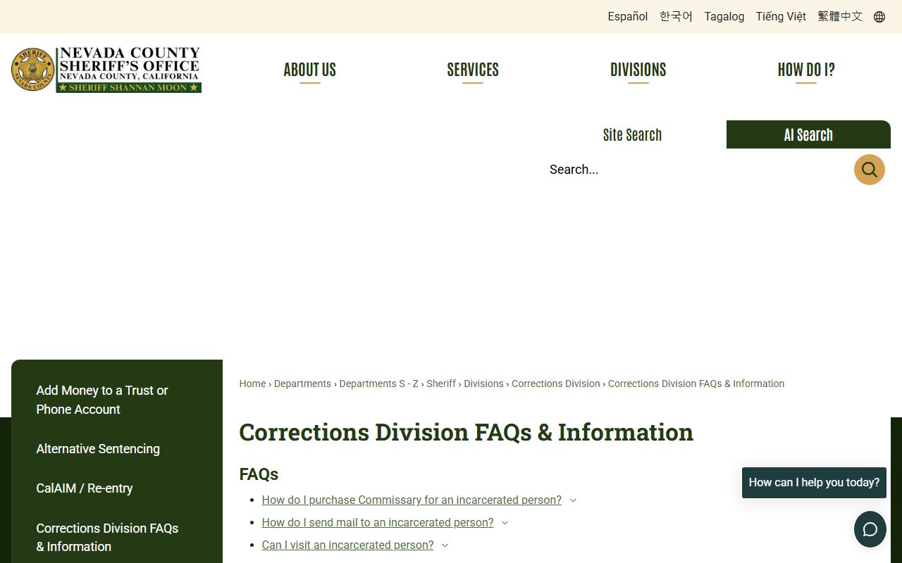 Wayne Brown Correctional Facility mail visitation video and deposit FAQ